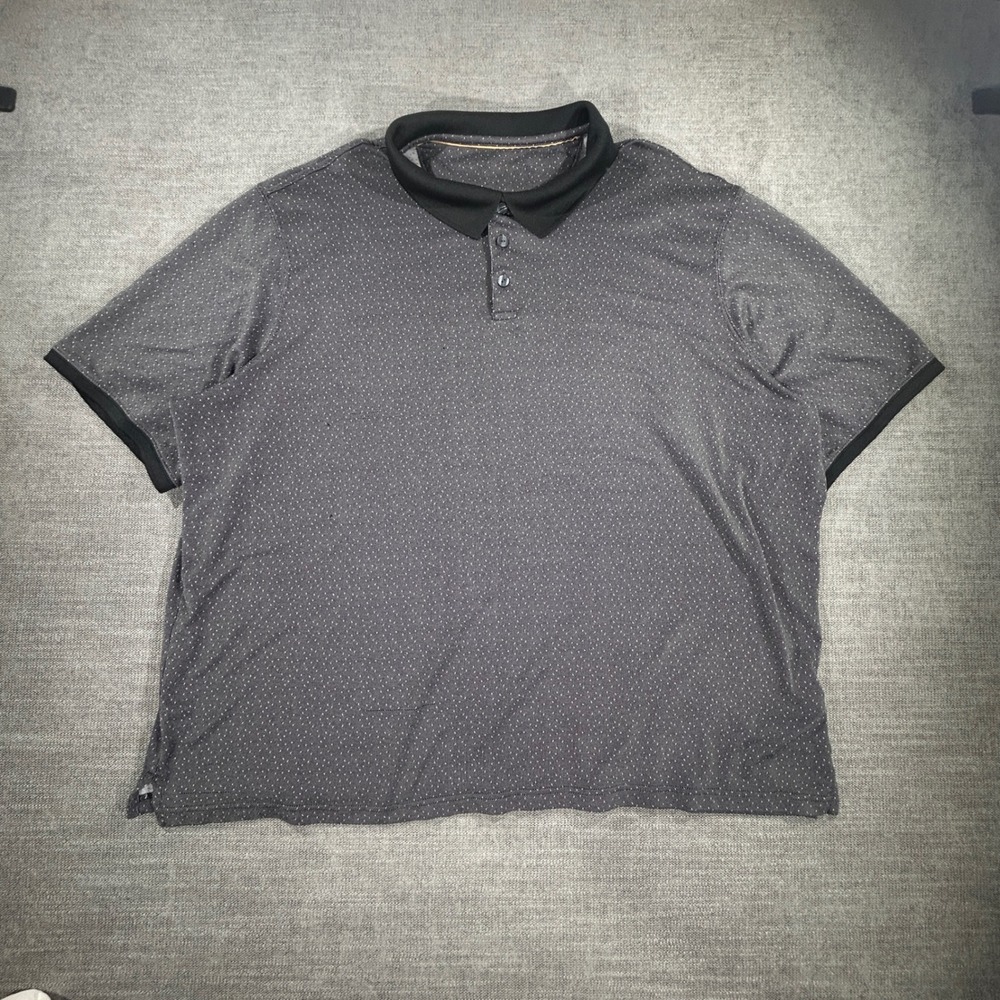 Unbranded Polo Shirt Mens 2XL Black White Good Micro-Dot Contrast Short Sleeve